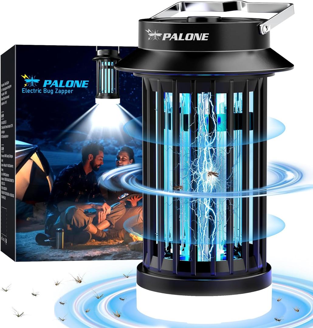 PALONE Bug Zapper for Outdoor Indoor, Mosquito Zapper Rechargeable Fly Killer, Portable Electric Fly Traps, Mosquito Killer, Insect Pest Control with LED Light for Backyard, Patio, Camping, Fishing
