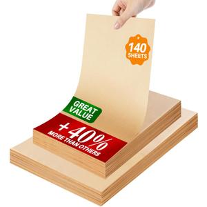 140 Parchment Paper Sheets 9x13 Inch | Precut Unbleached Baking Paper Sheets for Oven, Air Fryer, Cookies, Bread, Pizza | Non-Stick, Greaseproof Liners | Natural Brown Parchment for Baking