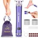Electric Callus Remover for Feet, Cordless Foot File Pedicure Tool, Foot Sander Nail Grinder with 60+10PCS Sandpapers for Dead Skin Dry Calluses, 3 in 1 Foot Scrubber & Nail File (Purple)