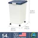 IRIS USA Dog Food Storage Container, Up to 54 Pounds, Attachable Wheels, For Dog Cat Bird and Other Pet Food Storage Bin, Keep Fresh, Easy Mobility - Made in USA, Navy