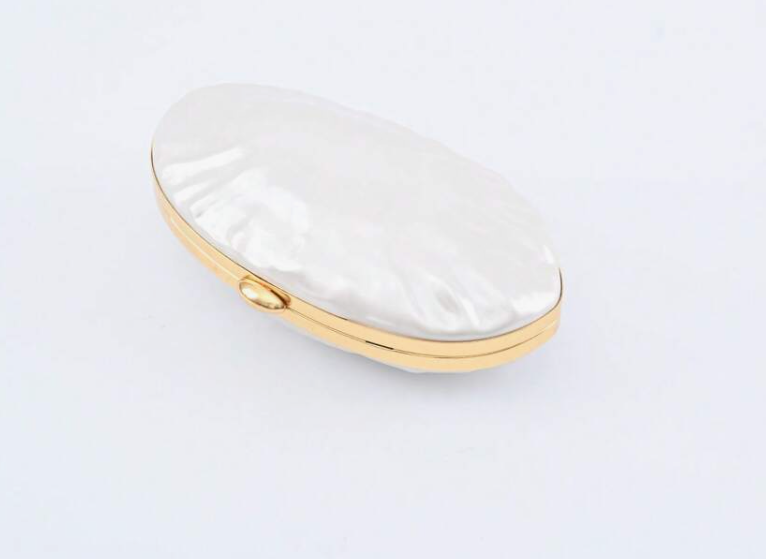 Vacation Style Mermaid Series White Faux Pearl Effect Hard Shell Bag, New Wedding Bride Dress Accessory, Wedding Banquet, Party, Event