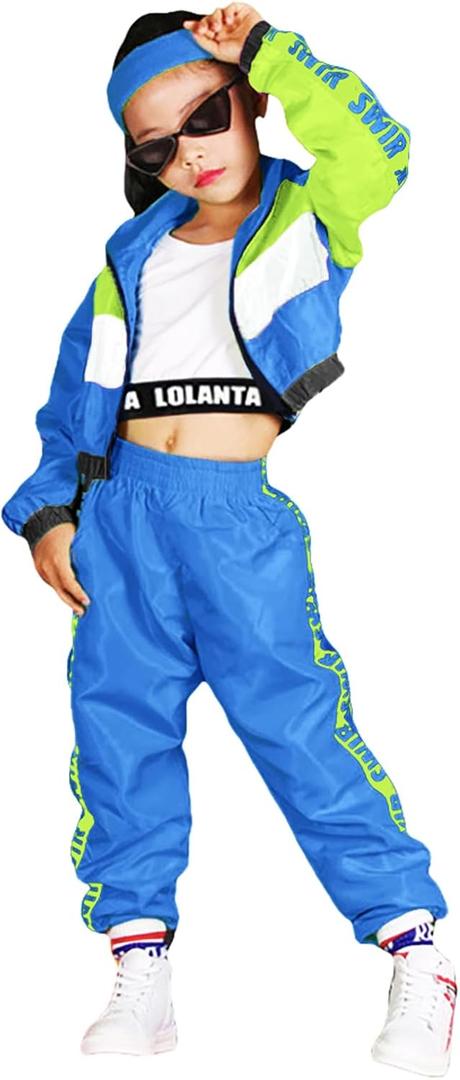 Girls Dance Clothing Set, Hip Hop Modern Jazz Team Performance Costume, Girls Dance Wear Sets (12-13, Dark Blue)