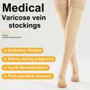 20-30 Compression Socks for Women Men, Thigh High Compression Stockings, Support Hose for Women Compression, Travel Toeless Women's Compression Socks, Light Open Toe Pregnancy Support Socks