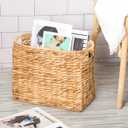 Tatuo Seagrass Magazine Baskets Magazine Holder Tall Narrow Woven Storage Wicker Basket Floor Bathroom Home Office Handwoven Holder for Books, Newspaper, File and Mail(Light Brown)