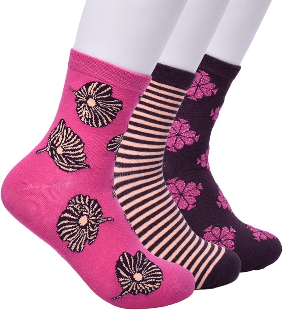 kate spade new york Women's 3-Pack Blooms Shortie Crew Socks, Soft & Comfortable