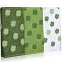 CroBlissful 3 Pieces Highland Cow Hand Towels for Bathroom 3D Embroidered Farmhouse Absorbent Hand Towels 100% Cotton Bathroom Decor for Kitchen, 29. 5 x 13. 7 Inch(Green, Shamrock)