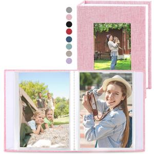 vivinin 2 Pack Photo Album 5x7, Linen Cover Photo Book, Small Photo Album Book for 36 Pockets Hold 72 Pictures, Picture Book for Photos Family Anniversaries Baby Vacations (Pink)