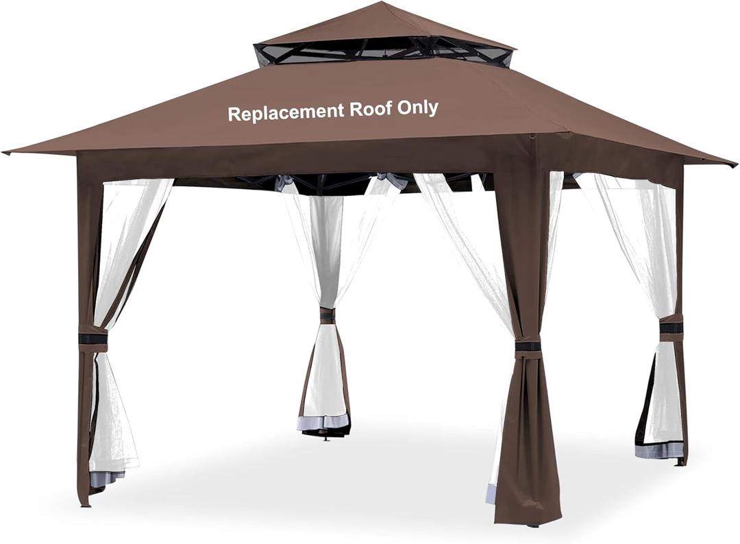 JANCANOPY Brown Gazebo Cover Compatible with ABC, Master, B01N413ZYI, B0899HY4YW, B082H8N56R, B09JYL85ZX, B09J8MMG1G, B09J8MZCXD, B0899MN579, B07GBVJJCT, B0102CG464, B0899N3B4R Canopy Frame
