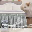 Vocander Wrap Around Grey King Size Bed Skirt 14 Inch Drop, Elastic Dust Ruffle Easy to Put On, Solid Bedskirt Polyester Fabric Machine Washable Dryable and Ironable