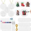 AmazingSpark 64 Pcs Christmas Magic Foam Texture Painting Kit, 36 Pcs Foam Texture Paper Christmas Crafts, 24 Colors Markers Paint 3D Effect DIY Blank Xmas Hanging Ornaments for Gifts