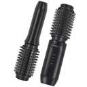 Youbella Cordless Hair Curling Iron Brush, Mini Travel Hot Straightener Comb, 3-In-1 Portable Wave Curling Wand, 1.5″ Ionic Heated Brush, USB Rechargeable Hair Curler, All Black –No Automatic Rotation