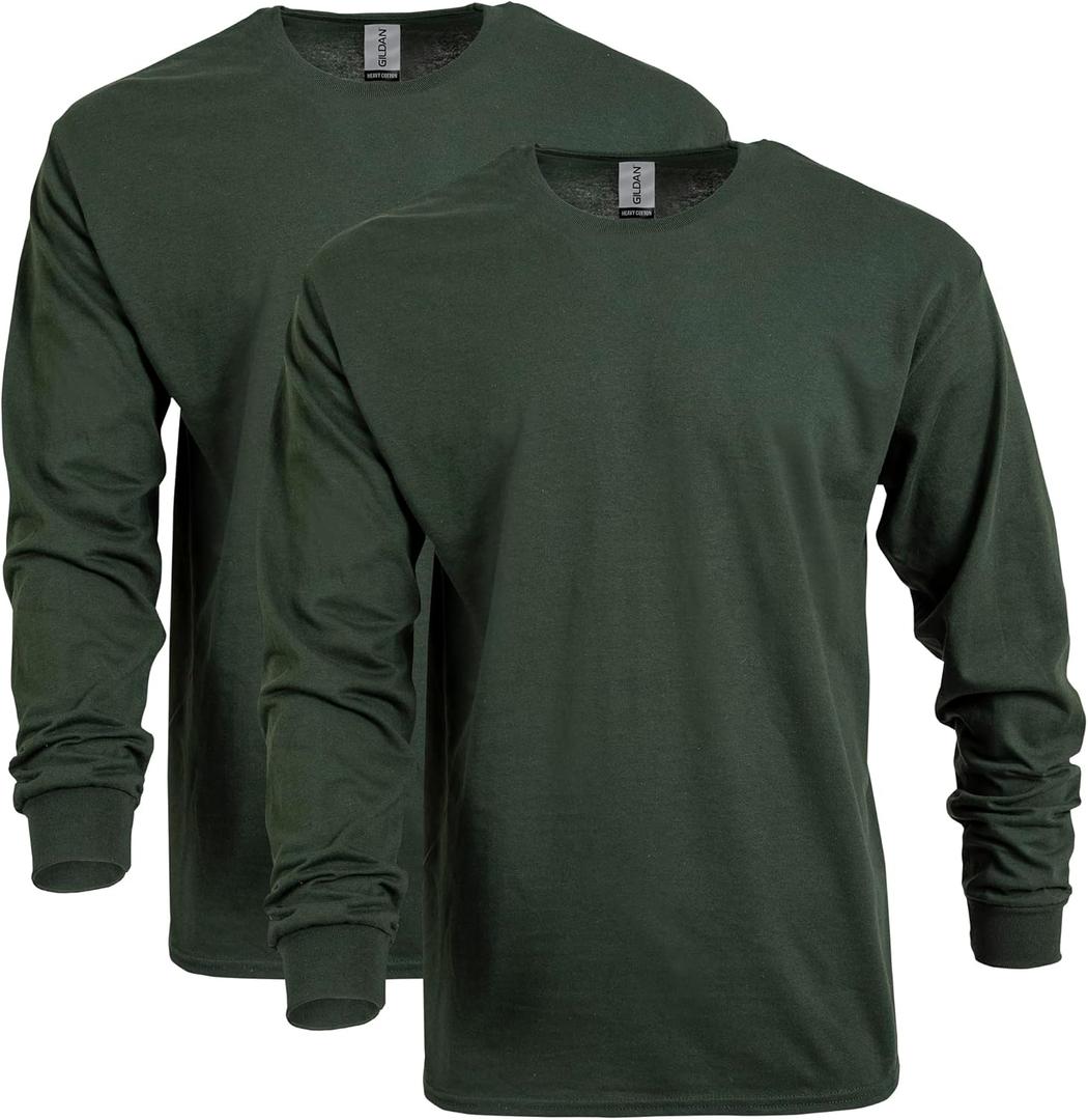 Gildan Adult Heavy Cotton Long Sleeve T-Shirt, Style G5400, 2-Pack (Medium)