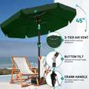 AreShark 9FT 3-Tiers Patio Umbrella with Valance, Outdoor Umbrellas with Crank/Tilt, Table Market Umbrella Vented w/ 8 Sturdy Ribs for Garden, Deck, Backyard, and Pool, Dark Green