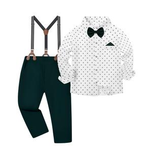 nilikastta Suit For Boys Boys Suit Set Formal Dress Shirt/Bowtie/Suspender Pants for Family Gatherings 4-5T