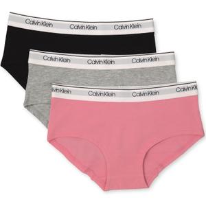 Calvin Klein Girls' Modern Cotton Hipster Underwear Multipack (Large, Sachet Pink/Heather Grey/Black)