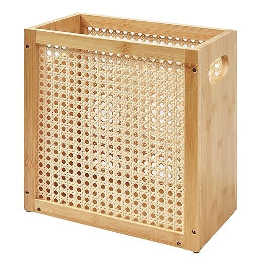 Small-Wicker-Waste-Basket-Trash-Can 3 Gallon/11.6 L Bamboo Mini Rattan Wastebasket Garbage Can Trashcan Wood Trash bin for Bathroom Office Living Room