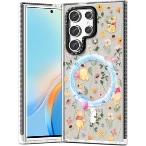 Toycamp for Samsung Galaxy S25 Ultra Case - Compatible with MagSafe Women Girls Cute Phone Cover Magnetic with Shockproof Protective Girly Aesthetic Designer for Samsung S25 Ultra Case, Cartoon Floral