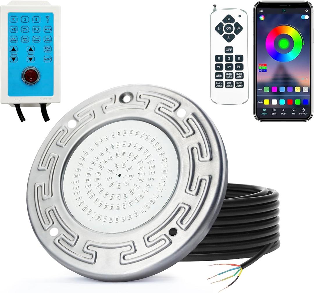 Inground Pool Light, 20W LED with Controller, Remote and APP Control, Color Changing Underwater Swimming Pool Light with 50 Foot Cord (RGB 6Inch 50ft)