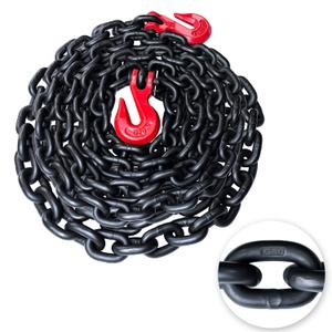 G80 Binder/Safety Chain 3/8 Inch x 20 Foot Transport Binder Chain with Clevis Grab Hooks 7,100 lbs Safe Working Load Logging Chain for Transporting Towing Tie Down Binding Equipment