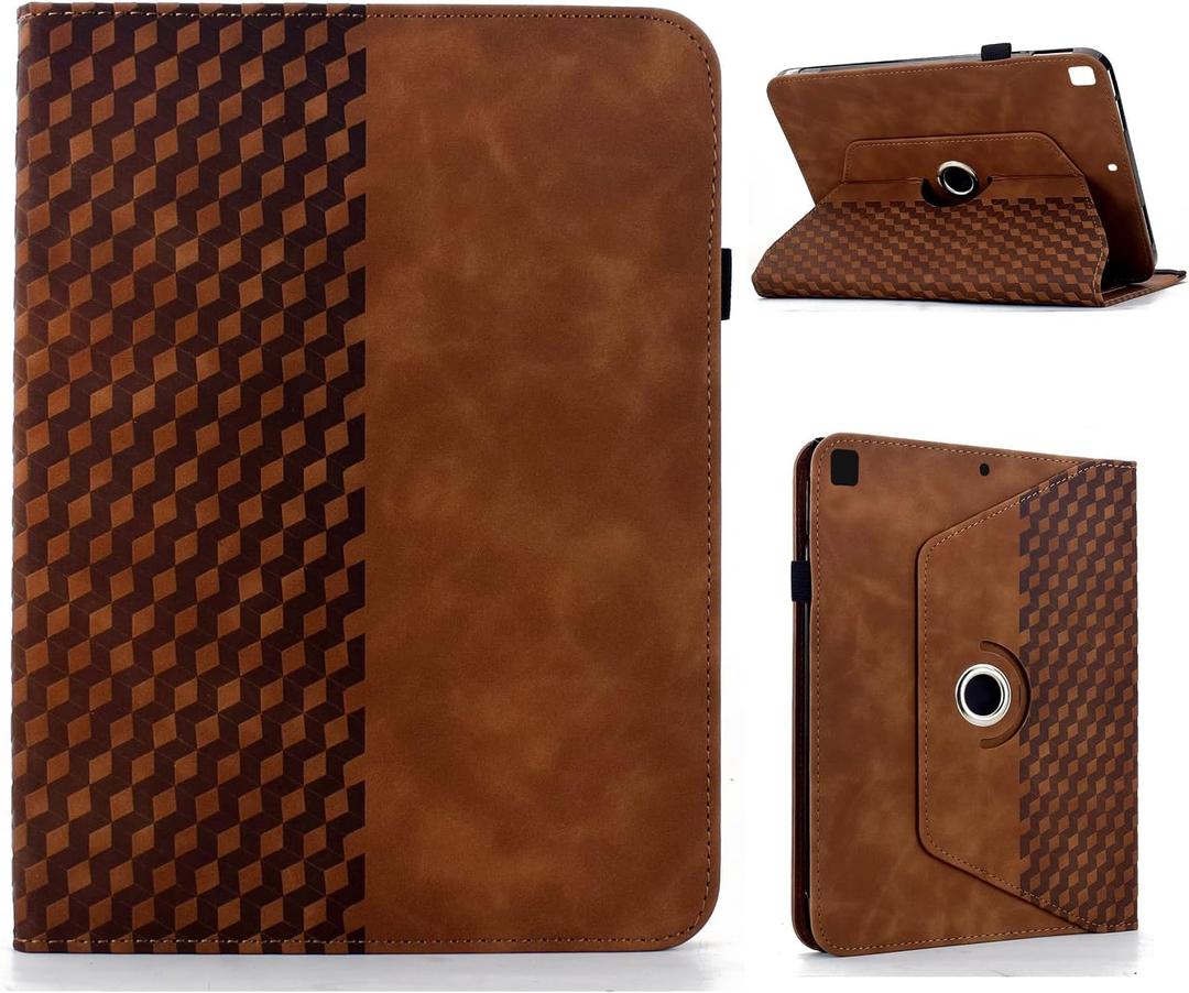 Rotating Case for iPad 9th/8th/7th Generation iPad 10.2 Case (2021/2020/2019 Release), 360 Degree Rotating Stand Cover PU Leather Swivel Protective Case for iPad 10.2 inch/iPad 10.5 inch, Brown