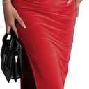 Womens' Sexy Summer One Shoulder Bodycon Long Stretchy Skin Tight Side Slit Date Night Dresses (Medium, Red)