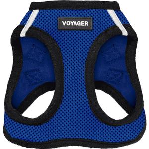 Best Pet Supplies - All Weather Mesh, Reflective, No Pull Harness for Small, Medium Dogs, Cats - Secure with Hook & Loop Fastener, Buckle, Double D-Rings - Royal Blue/Black Trim, L (L (Chest: 18 - 20.5"))