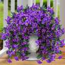 Sggvecsy Artificial Fake Hanging Flowers Plants for Outdoor Outside Spring Summer Decoration 2PCS Faux Silk UV Resistant Realistic Morning Glory Trailing Vines for Home Porch Patio Balcony(Purple)