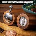 Acacia Wood Salt and Pepper Grinder Mills Sets, Wooden Shakers with Adjustable Ceramic Core, Classic Manual Salt Grinder Refillable Pepper Mill Set with a Gear Crank System for kitchen Spice