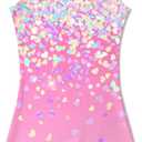 Idgreatim 2-10 Years Gymnastics Leotards for Girls Sparkly Biketards Unitards Athletic Tumbling Outfit (3-4T, Pink Yellow)