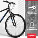 Huffy Stone Mountain Mens 26 Inch Mountain Bike, Matte Black Frame, 21-Speed Shimano Twist Shifting, Front Suspension, Comfort Saddle | 20"/ 24"/ 26" Sizes, 6-21 Speeds, Dual Suspension