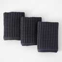 PÜSKÜL Organic Waffle Kitchen Towel 100% Turkish Cotton Set of 3 Dark Gray - Premium Quality, Soft, Quick-Dry, Absorbent, Lint-Free Hand Towels 32X16 Inches (3, Dark Gray)