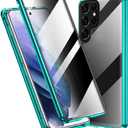 Guppy Anti Peeping Case for Galaxy S23 Ultra, 360 Degree Front and Back Clear Protector Privacy Tempered Glass Full Body Protection Magnetic Adsorption Metal Bumper Frame Flip Cover(Green)