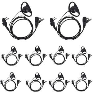 Pdflie BD502 BD 502i 402i Earpiece 2Pin D Shape Walkie Headset for HYT Hytera BD502i BD552i BD612i PD402i PD482i PD502i PD562i TC508 BD500 TD500 TD560 PD530 PD506 PD560 PD415 (10 Pack Wired)
