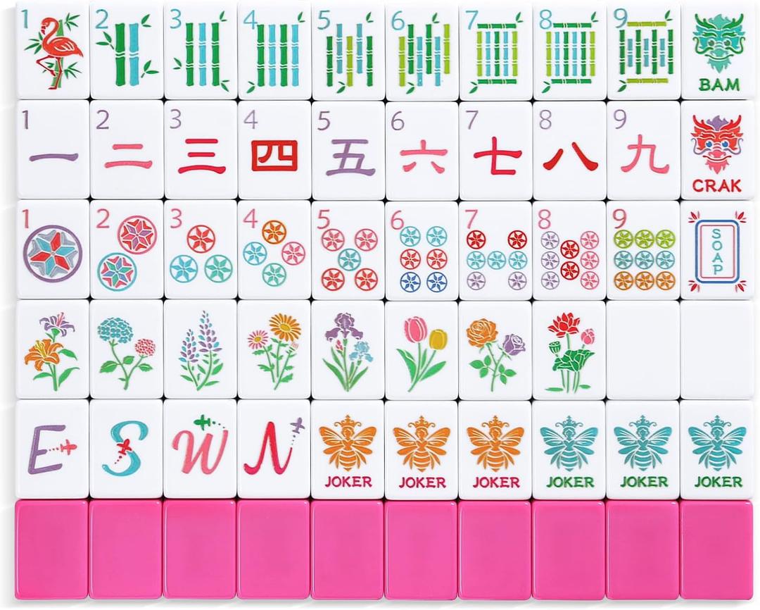 American Mahjong Tile Set, 160 Engraved Tiles with Mah-jongg Accessories and Tile Bag, Mahjong Set for Beginners