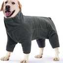 Dog Winter Coat Soft Fleece Dog Clothes for Cold Weather, Warm Dogs Pullover Pajamas Cozy Cold Weather Jacket Full Body Suit Windproof Fleece Sweater for Dogs Walking Hiking Sleeping (Gray, XXL)
