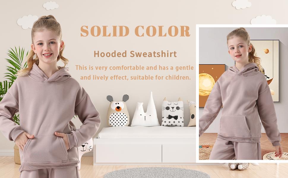 Toddlers' and Girl's Hoodies Lightweight Oversized Long Sleeve Hooded Sweatshirt Casual Pullover Tops with Pockets, size 11-12 years