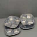 Stainless Steel Kids Plates,Set of 4 Toddler Plates with Lids - 4 Compartments Stainless Steel Snack Container for Kids Non Toxic & 100% BPA Free