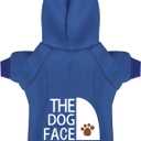 Paiaite Blue Chihuahua Dog Hoodie: Keep Your Pup Warm and Stylish with a 'The Dog Face' Printed Sweatshirt, Pet Clothes, and Sweater Coat All in One. Perfect for Winter and Cool Summer Nights, Blue, Small 