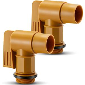 2 Pcs Polyethylene Drum Spigot with EPDM Gasket 2" Male Barrel Faucet Polyethylene Faucet Tap Replacement for 30 & 55 Gallon Plastic or Steel Drums (Brown)