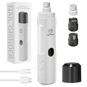 PIPAFFEED Dog Nail Grinder with 2 LED Lights, 3-Speed Rechargeable & Quiet - Upgraded Electric Pet Nail Trimmer for Small Medium Large Dogs Cats, Painless Paws Grooming Tool -Orange