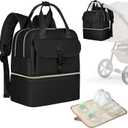 Fasrom Wearable Breast Pump Bag with Cooler Compartment, Compatible with Momcozy, Medela and Elvie Hands Free Pumps, Pumping Travel Bag with Waterproof Mat, Black (Bag Only)