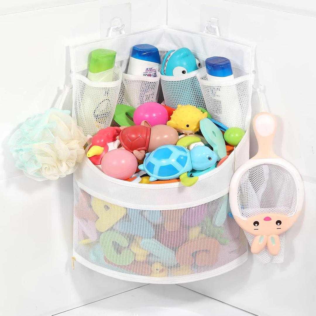 Ligereza Baby Bathtub Toy Storage 17" x 13" Bathtub Toy Holder Mesh Let Baby Bathtub Toys To Dry Faster, Bath tub Toy Organizer For 1-3 Year Old Toddler Bathtub Toys