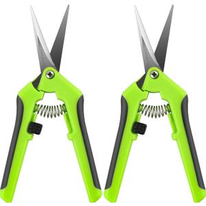 2PCS Ergonomic Spring-Action Scissors,Spring-Loaded Craft Shears with Stainless Steel Blades,Slide Lock,and Anti-Slip Grips,Heavy-Duty All-Purpose Craft Scissors,Arts and Crafts Scrapbooking Tool