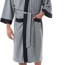 IZOD Men's Waffle Knit Kimono Robe, Heather Grey, One Size