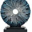 aboxoo Abstract Staute,Modern Decorative Home Decor,Office Desk Sculpture for Men,Creative Round Line Ornament for Bookshelf,Bedroom,Desktop,Dining Table(Blue Silver)