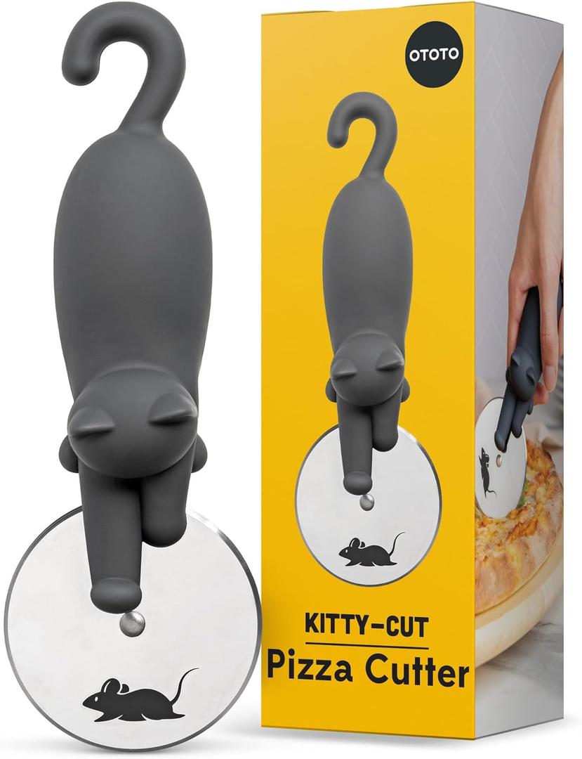 OTOTO Kitty Cut Pizza Cutter Wheel - Pizza Cutters Stainless Steel, Funny Kitchen Gadgets and Kitchen Gifts, Cat Gift for Women Cat Lovers OTOTO Kitty Cut Pizza Cutter Wheel - Pizza Cutters Stainless Steel, Funny Kitchen Gadgets and Kitchen Gifts, Cat Gift for Women Cat Lovers