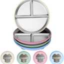 4 Pack Stainless Steel Baby Plates with Suction , 9” Toddler Divided Plates with Removable Anti-Slip Silicone Suction, 100% Food-Grade Material, Non Toxic&BPA Free, Kids Snack Dishes, Dishwasher Safe
