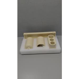 ZCCZ -Beige Bathroom Accessories Set 4 Pcs - Toothbrush Holder, Soap Dispenser, Vanity Tray, Bathroom Tumbler - Countertop Vanity Organizer - Bathroom Accessory Set- Toothbrush Holder Set, Stone Sets (Beige 4pcs)