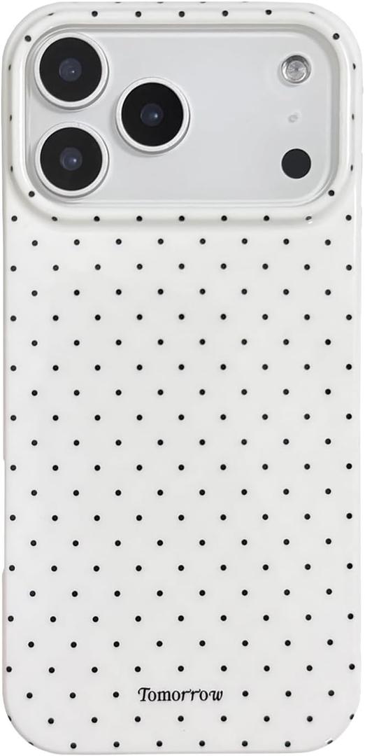 for iPhone 17 Pro Max Case Cute Fashion Polka Dot Aesthetics Women Girly Stylish Protective Soft Shockproof Phone Case White