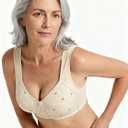 Daisy Bras for Older Women No Underwire Front Closure Comfort Senior Wireless Snap Closing Bra, 44D